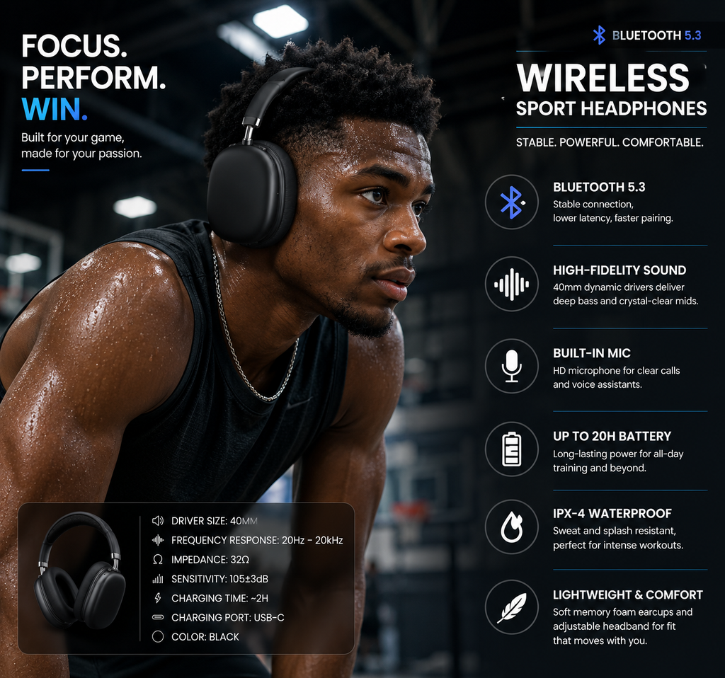 Premium Wireless Headphones Bluetooth 5.3